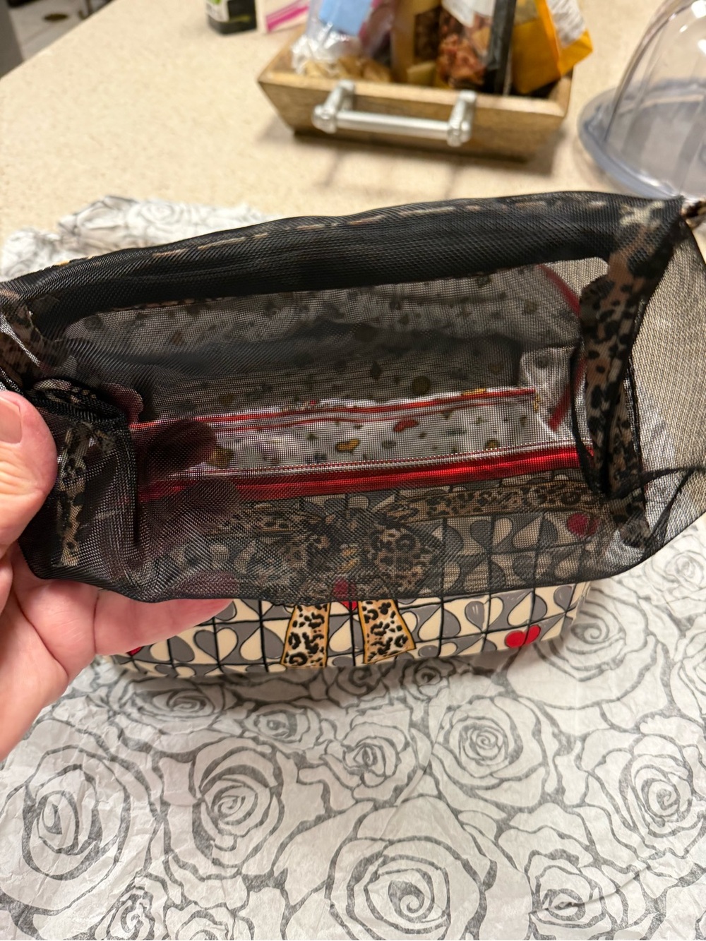 Brighton Leopard Bow Cosmetic Pouch - Cream, Red & Black - Picture 5 of 6